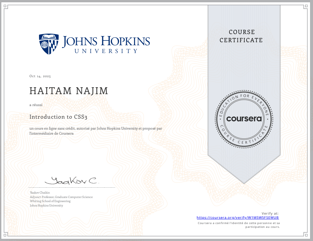 CSS – Certificat