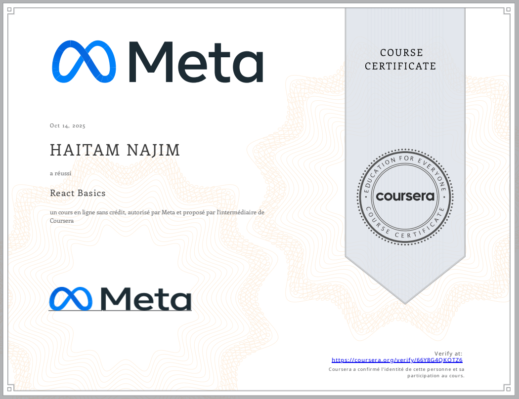 Meta – Certificat