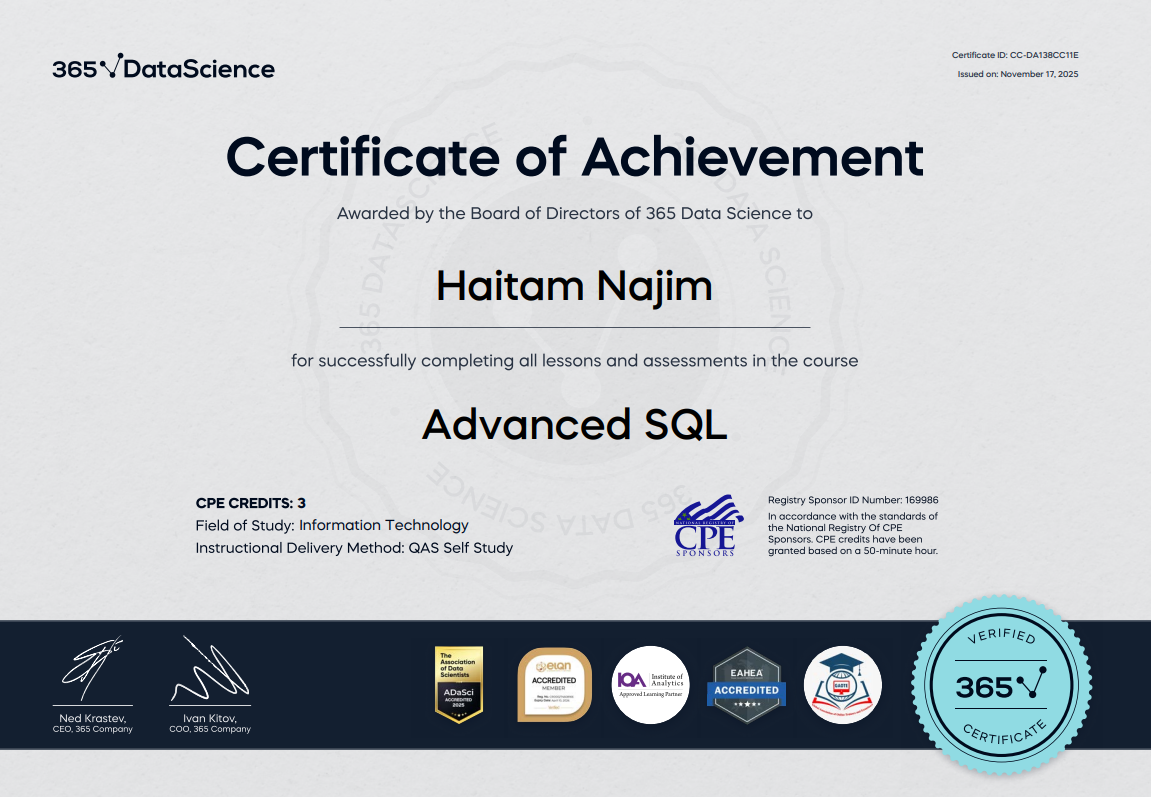 SQL - Certificat